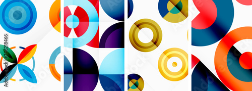Circles and rings geometric backgrounds. Posters for wallpaper, business card, cover, poster, banner, brochure, header, website © antishock