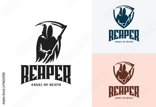 The Grim Reaper skull vector logo design vector illustration