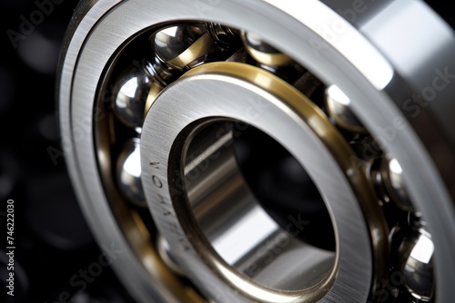 Close-Up View of a Roller Bearing Showcasing Its Complex Engineering and Metallic Sheen