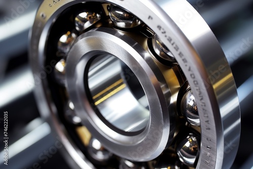 Detailed Macro View of a Ball Bearing Emphasizing its Role in Industrial Machinery