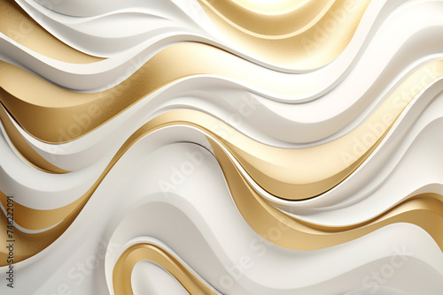 Fototapeta Naklejka Na Ścianę i Meble -  modern 3d abstraction wallpaper, gold and white, geometric, gradient