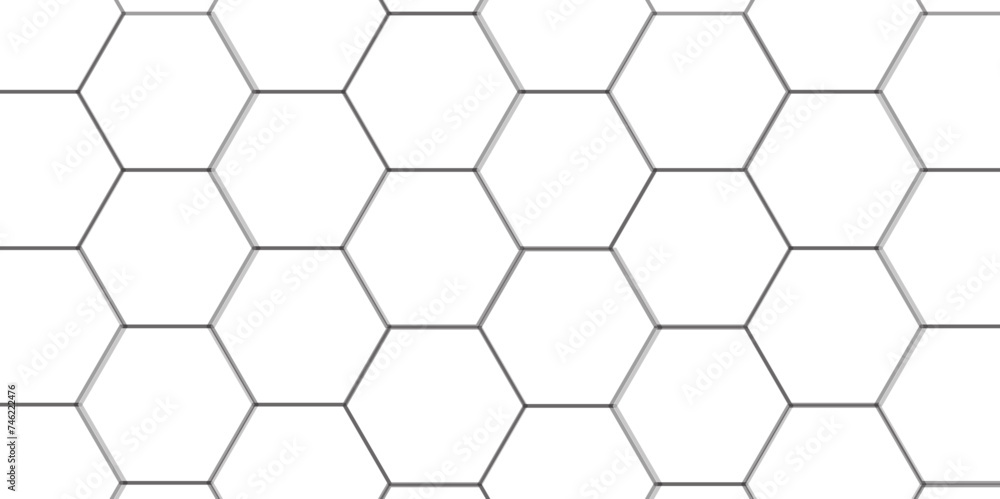 Seamless creative geometric Pattern of white hexagon white abstract hexagon wallpaper or background. 3D Futuristic abstract honeycomb mosaic white background. white hexagon geometric texture.