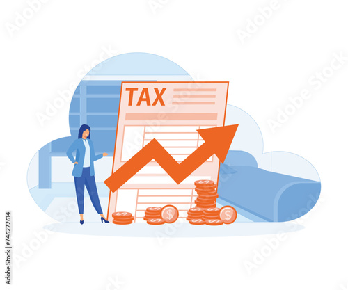 Tax preparation abstract. Taxable income, document preparation, payment planning, annual return abstract metaphor. flat vector modern illustration 