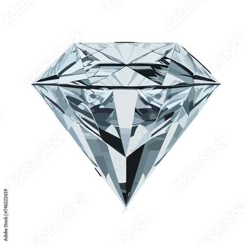 Diamond isolated on white photo-realistic vector illustration.