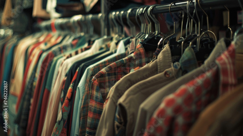 Sale racks are filled to the brim with clothing and accessories with prices slashed to attract thrifty shoppers. photo