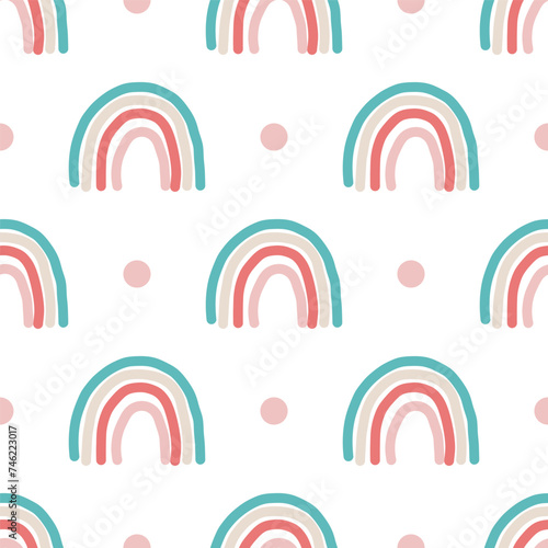 Boho rainbows seamless pattern for children's room wall decor