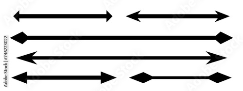 Collection of double-headed straight arrows isolated on a white background – Set of simple vector arrows