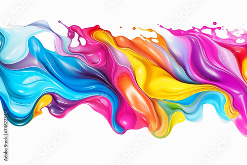 colorful liquid paint, white background, colorful liquid dripping, digital art