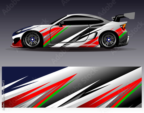 Car wrap design vector.Graphic abstract stripe racing background designs for vehicle  rally  race  adventure and car racing livery