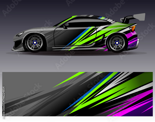 Car wrap design vector.Graphic abstract stripe racing background designs for vehicle  rally  race  adventure and car racing livery