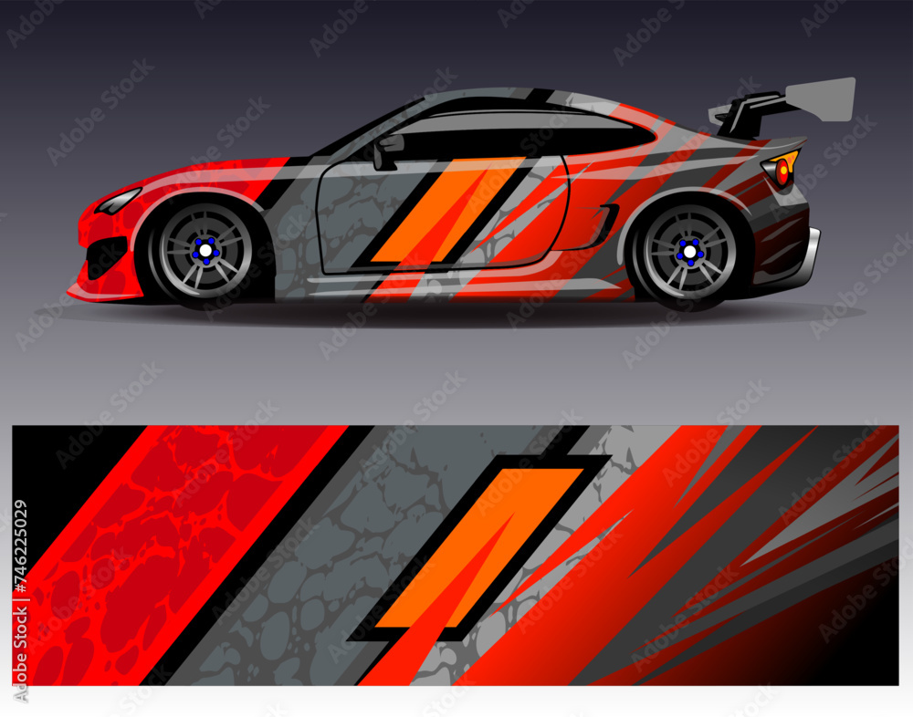 Car wrap design vector.Graphic abstract stripe racing background designs for vehicle, rally, race, adventure and car racing livery Car wrap design vector.Graphic abstract stripe racing background designs for vehicle, rally, race, adventure and car racing livery