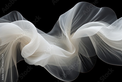 A digital artwork featuring a large white wave crashing against a black background