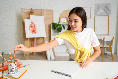 Female Asian artist taking ...