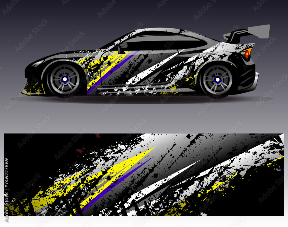 Car wrap design vector.Graphic abstract stripe racing background designs for vehicle, rally, race, adventure and car racing livery Car wrap design vector.Graphic abstract stripe racing background designs for vehicle, rally, race, adventure and car racing livery