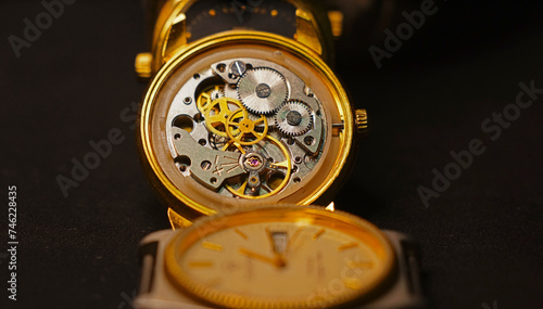 golden mechanical watch photos
