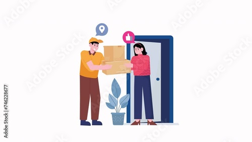 A Woman Is Receiving A Parcel Animation