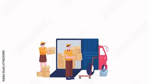Delivery Workers Transport Parcel Animation