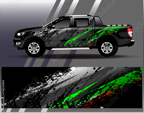 Car wrap design vector.Graphic abstract stripe racing background designs for vehicle  rally  race  adventure and car racing livery