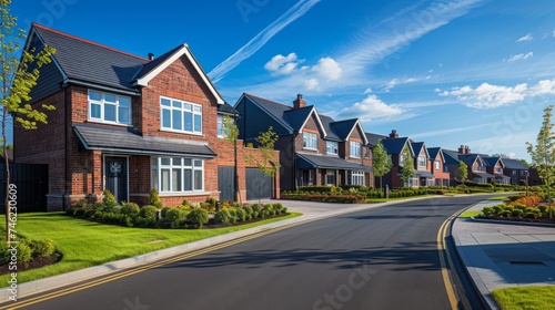 Newly constructed houses on a recently developed residential area photo