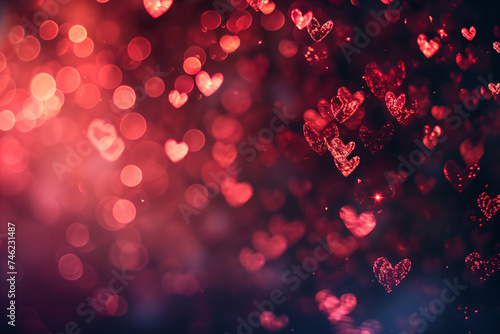 Valentine's Day Background Featuring Heart Bokeh Design.