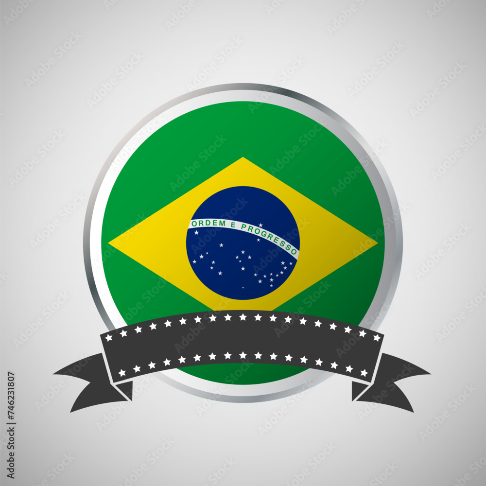 Obraz premium Vector Brazil Round Flag Banner Vector Illustration