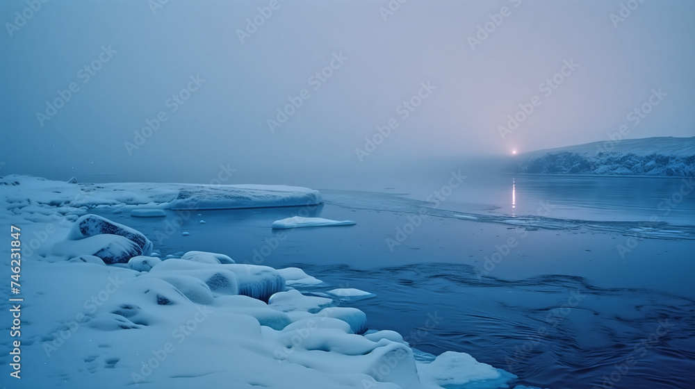 Serene antarctica, early morning, soft natural light, tranquil m Serene antarctica, early morning, soft natural light, tranquil m