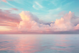 Soft Pastel Sunrise Sky with Fluffy Clouds. Peaceful Morning Atmosphere Concept