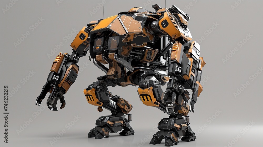 abstract and advanced robot toy on gray background. abstract and advanced robot toy on gray background.
