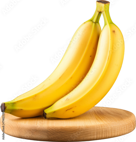 beautiful fresh banana on woonden board isolated on white or transparent background,transparency  photo