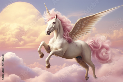 unicorn flying horse  a unicorn  flying horse in the sky