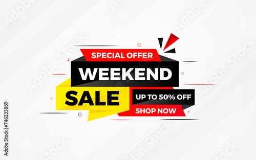 Weekend sale special offer sale banner template. discount offer background. weekly sale banner template design for web or social media, Sale special offer. abstract vector design.