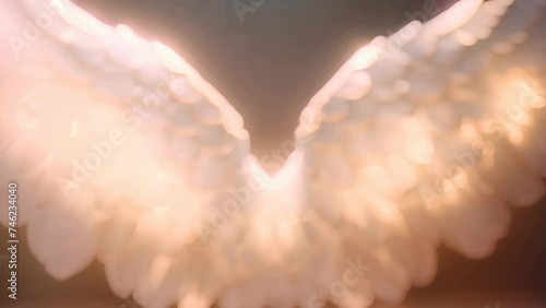 Angels Wings Close Up on Table Generative AI photo