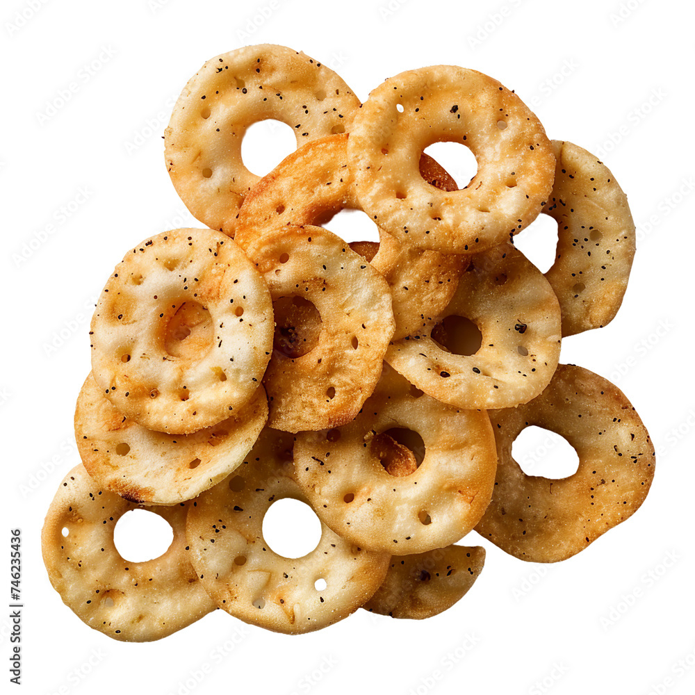 Naklejka premium Bagel chips, transparent background, isolated image, generative AI