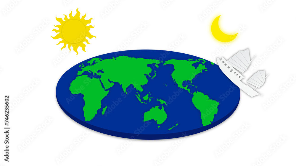 Flat Earth in cosmos, flat Earth slowly rotating in space, A Flat Earth(02)