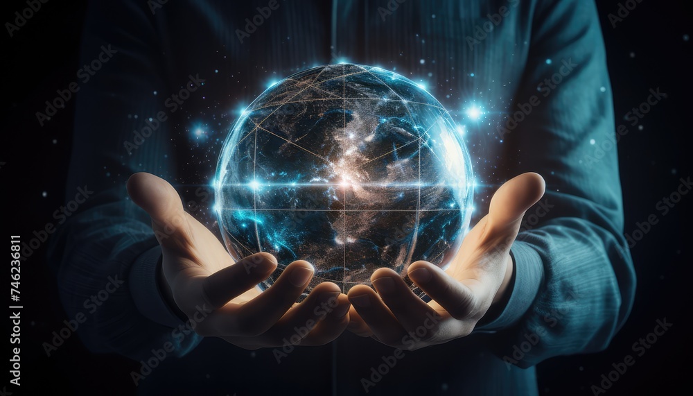 Global connection concept with digital planet Global connection concept with digital planet