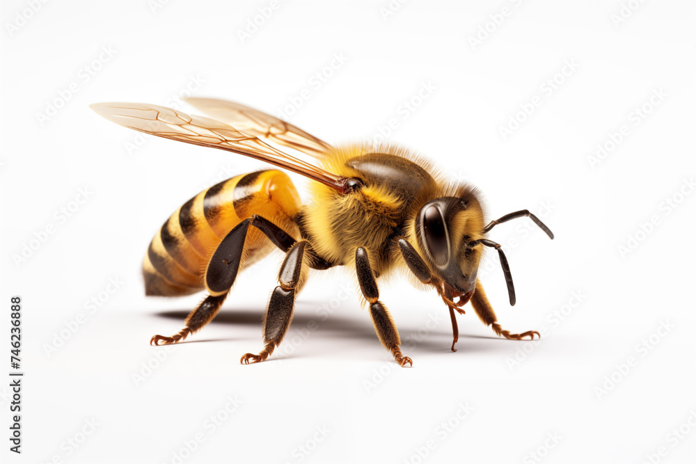 Apis Cerana,bee on white background,3d,uhd,32k --ar 3:2 --style raw Job ID: 0ee02386-f748-4710-b2ae-b159bfee44ca - obrazy, fototapety, plakaty 