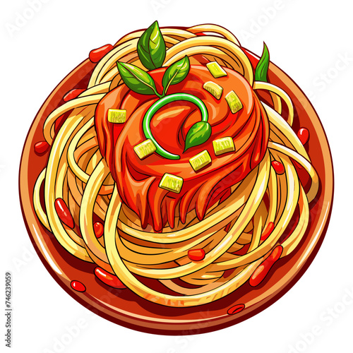 spaghetti, food, real print Style,  white background