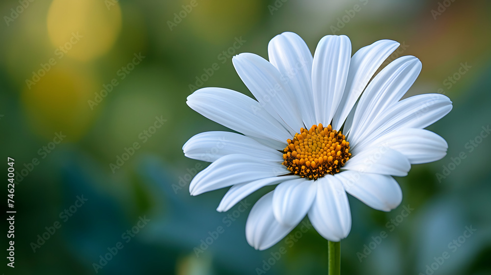 Fototapeta premium A vibrant white daisy flower with purple centre