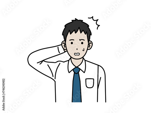 予想外、驚く若い会社員の男性のイラスト