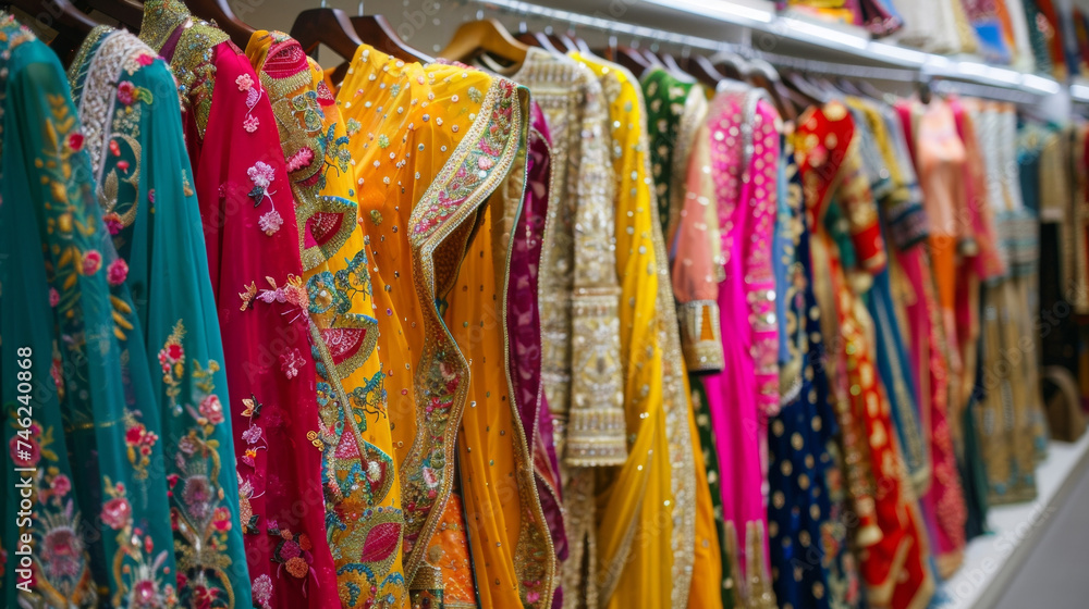 Traditional clothing stores experience a surge in sales with customers purchasing new outfits to wear during Eid celebrations.