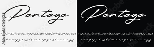 Lettering signature font isolated on grey background. brus style alphabet. Vector logo letters.