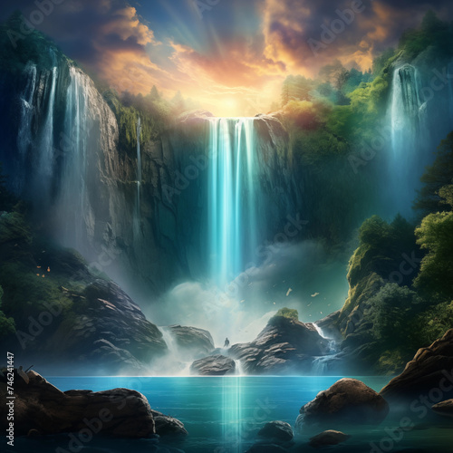 Fantastic magic waterfall