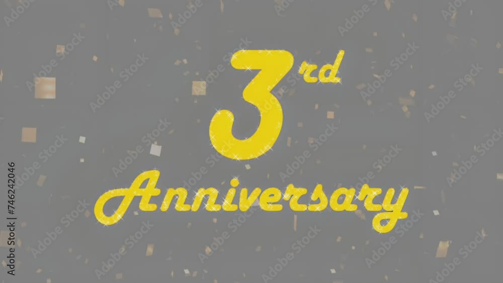 Happy 3rd anniversary 008, motion graphic grey background. Happy 3rd anniversary 008, motion graphic grey background.