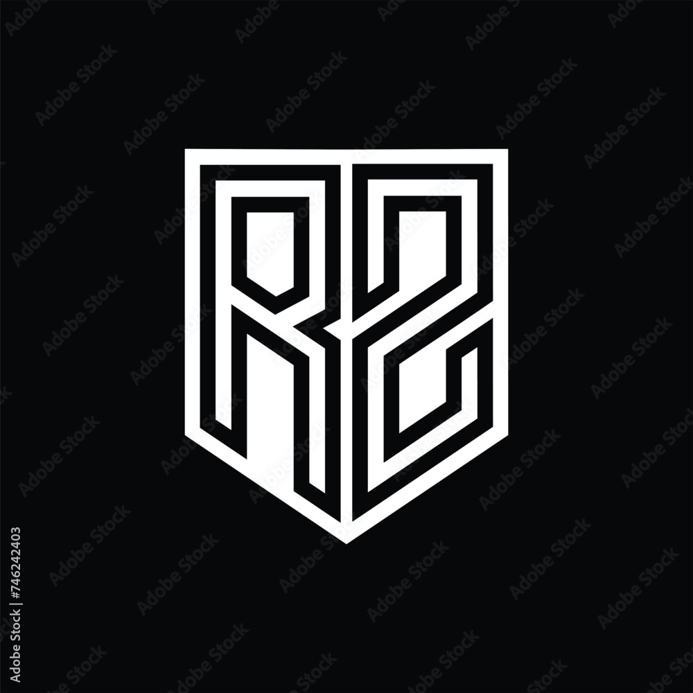 RZ Letter Logo monogram shield geometric line inside shield design template RZ Letter Logo monogram shield geometric line inside shield design template