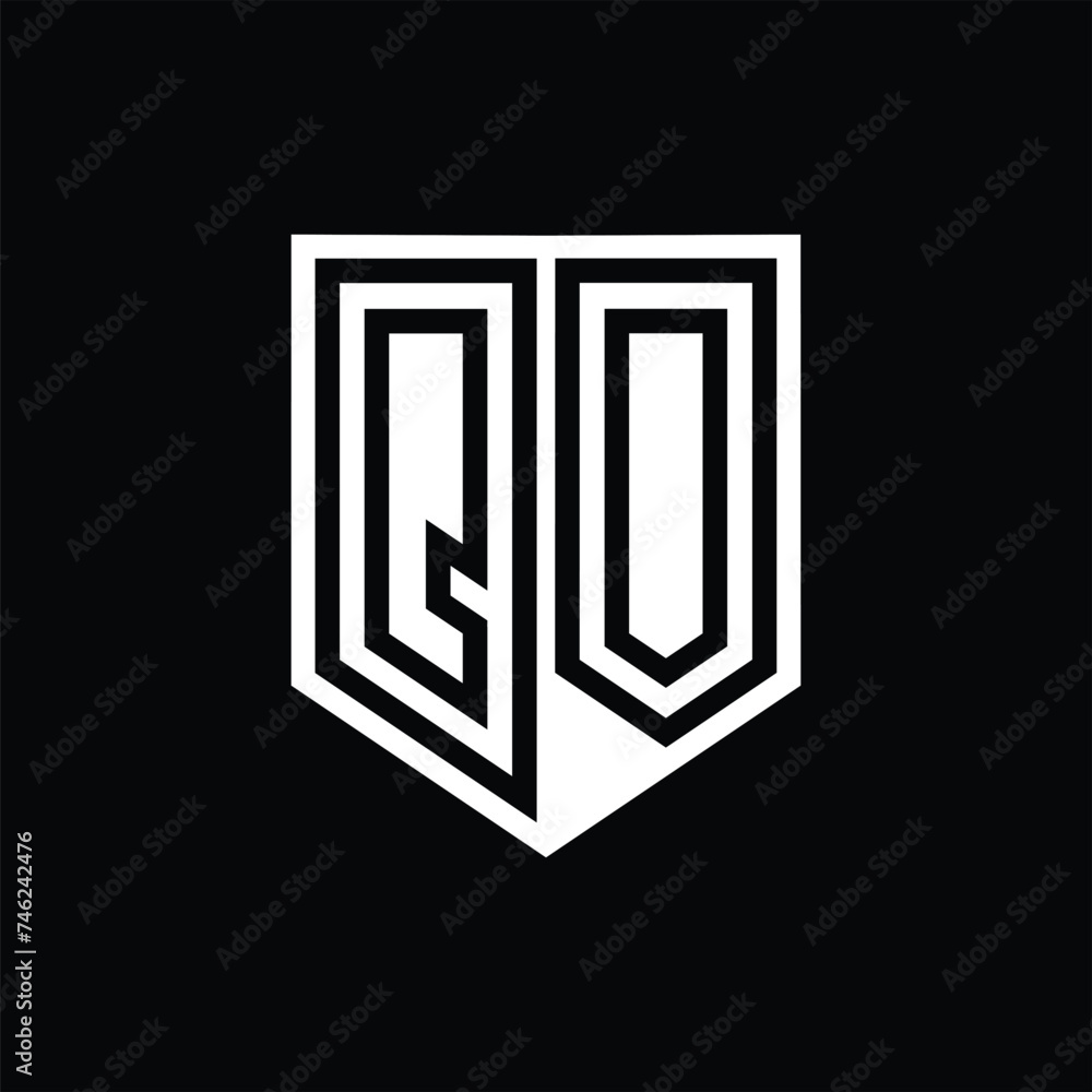 QO Letter Logo monogram shield geometric line inside shield design template QO Letter Logo monogram shield geometric line inside shield design template