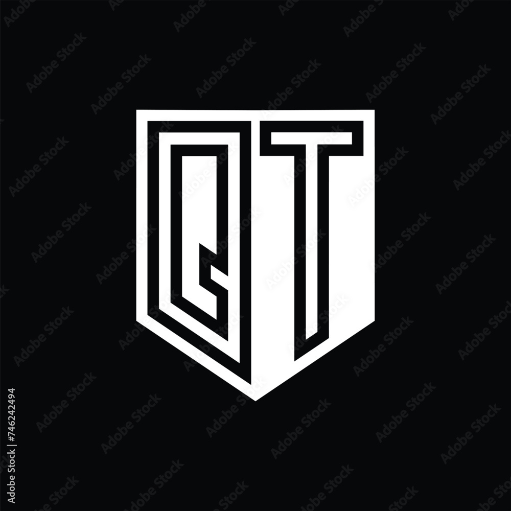 QT Letter Logo monogram shield geometric line inside shield design template QT Letter Logo monogram shield geometric line inside shield design template