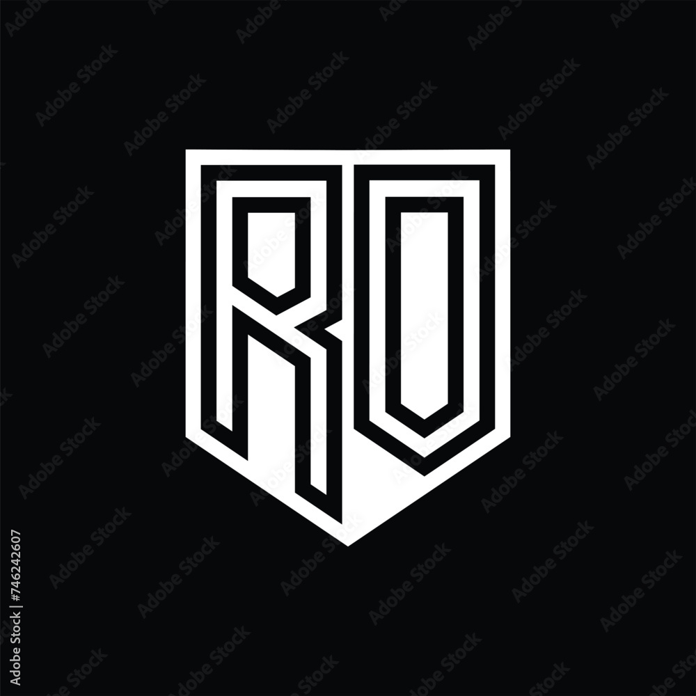 RO Letter Logo monogram shield geometric line inside shield design template RO Letter Logo monogram shield geometric line inside shield design template