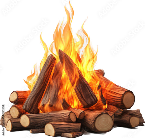 firewood in the fire