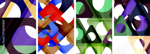 Abstract background set featuring captivating triangles. Harmonious blend of geometry and style, these designs bring modern flair