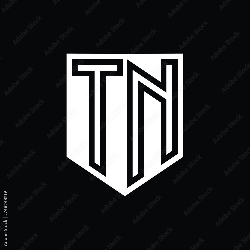 TN Letter Logo monogram shield geometric line inside shield design template TN Letter Logo monogram shield geometric line inside shield design template